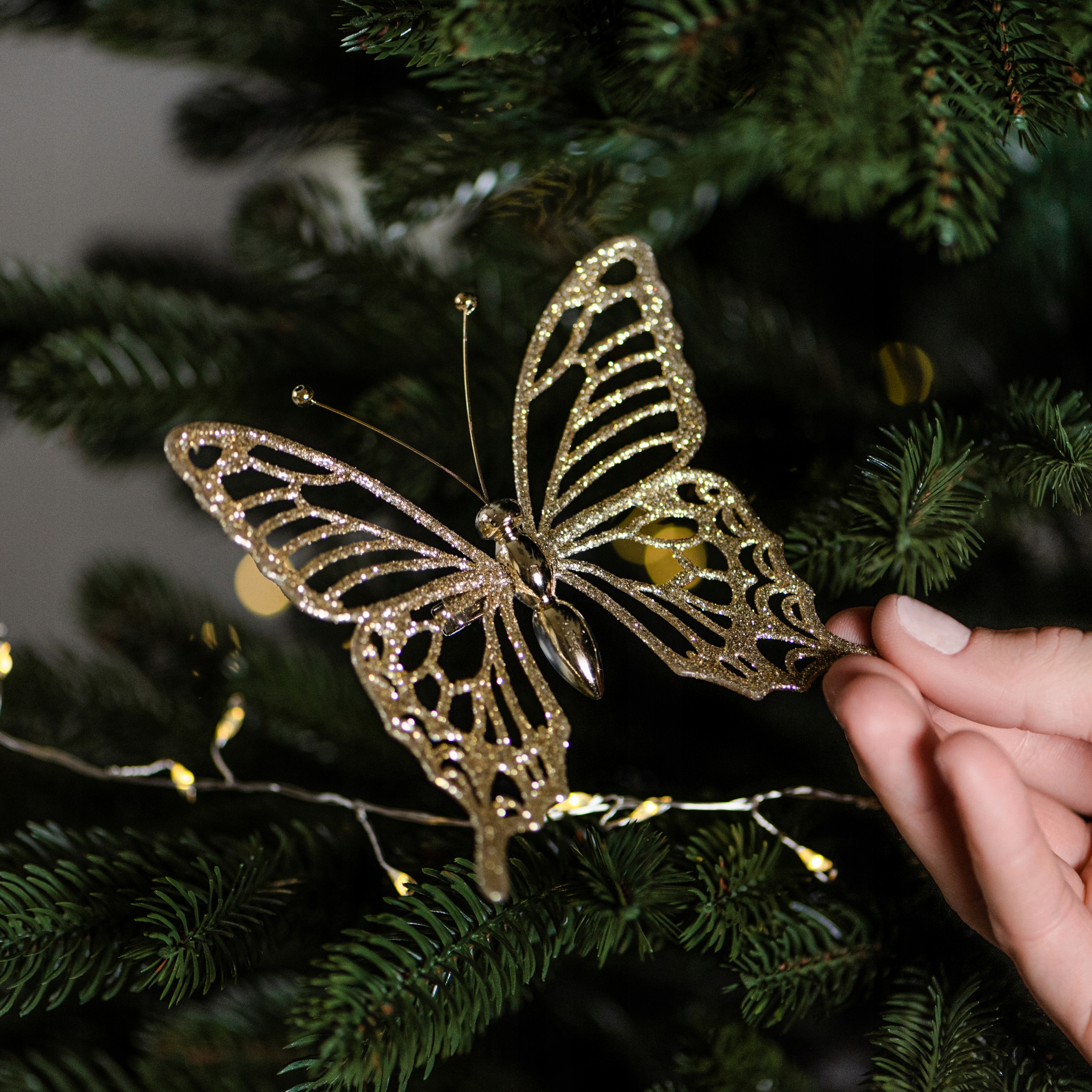 

Bombki Choinkowe Ozdoby Na Choinkę Motyl Brokat