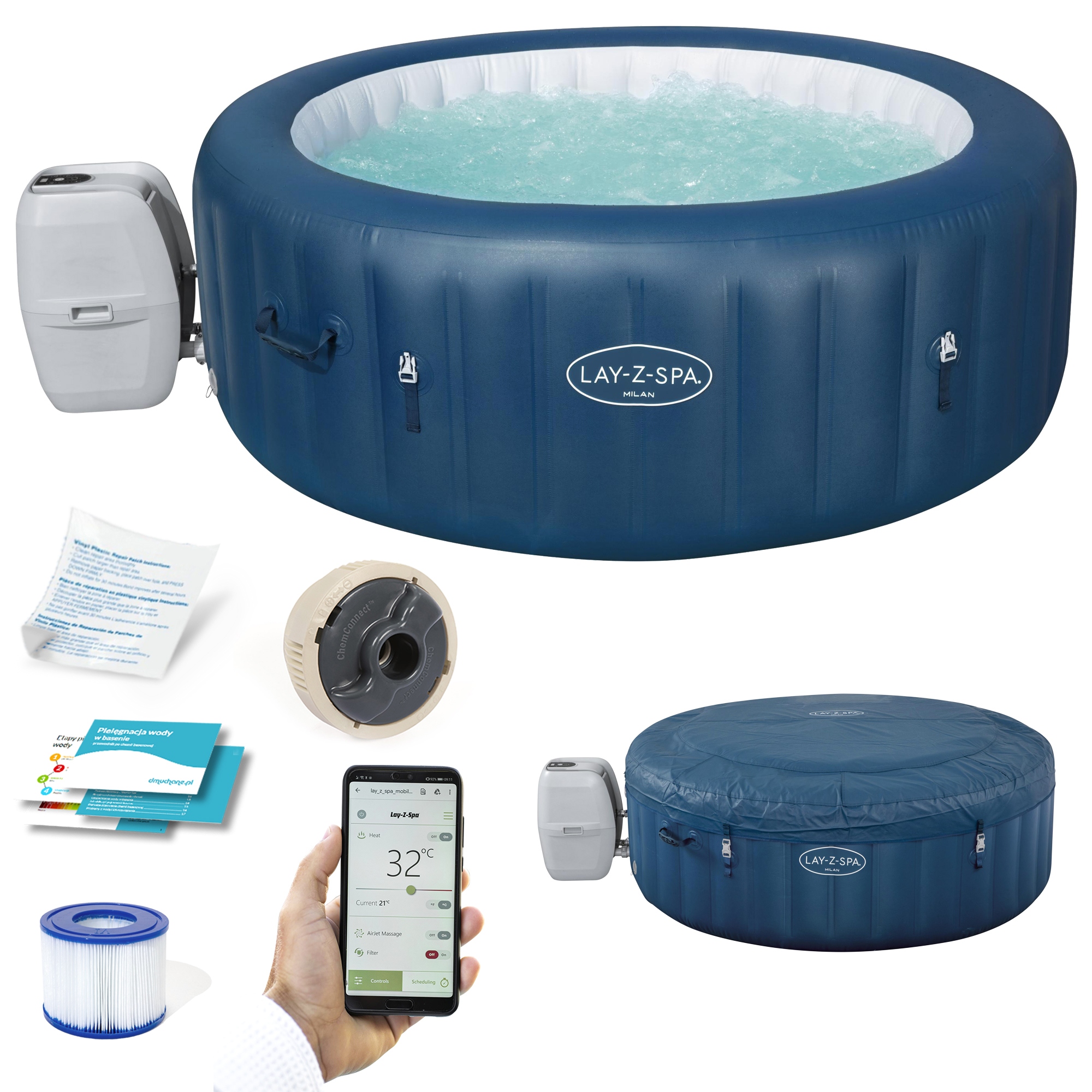 

Spa Dmuchane Hydromasaż 6-osobowe Bestway Milan