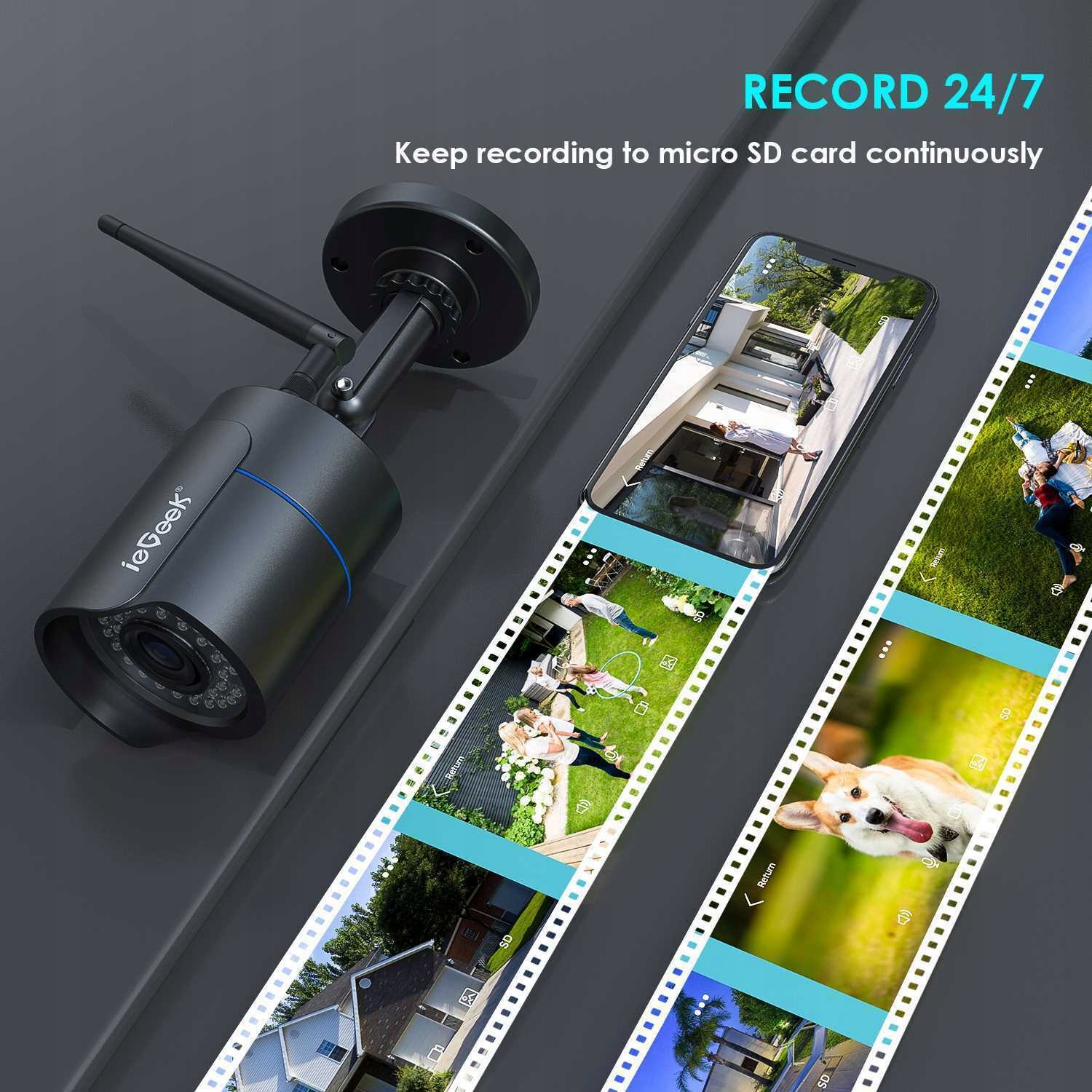 3x Kamera 32GB karta IP WiFi ZEWNĘTRZNA FULL HD Model ZESTAW DO 3 KAMERY KAMERA IP ZEWNĘTRZNA MONITORING