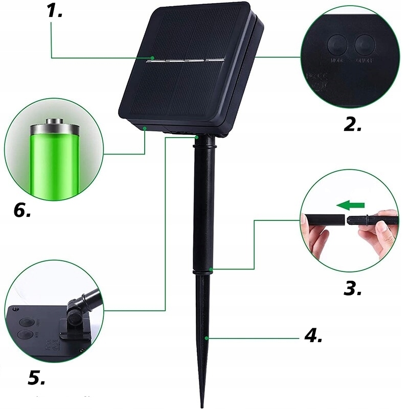 GIRLANDA SOLARNA ŚWIECĄCE LAMPKI LED PSZCZÓŁKI Średnica kuli 0 cm