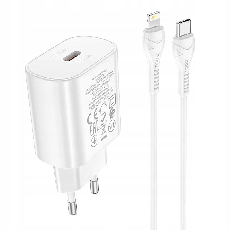 HOCO ładowarka sieciowa Typ C PD 25W QC3.0 Z KABLEM LIGHTNING DO IPHONE