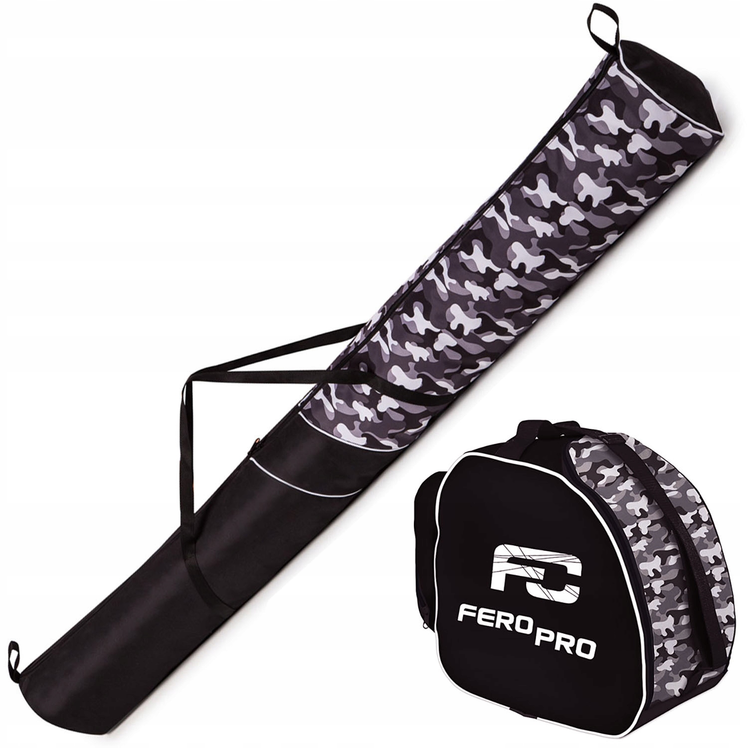 Sada Pouzdro Taška na lyže 170 Hole Boty Brýle Helma Komplet Maskáčový