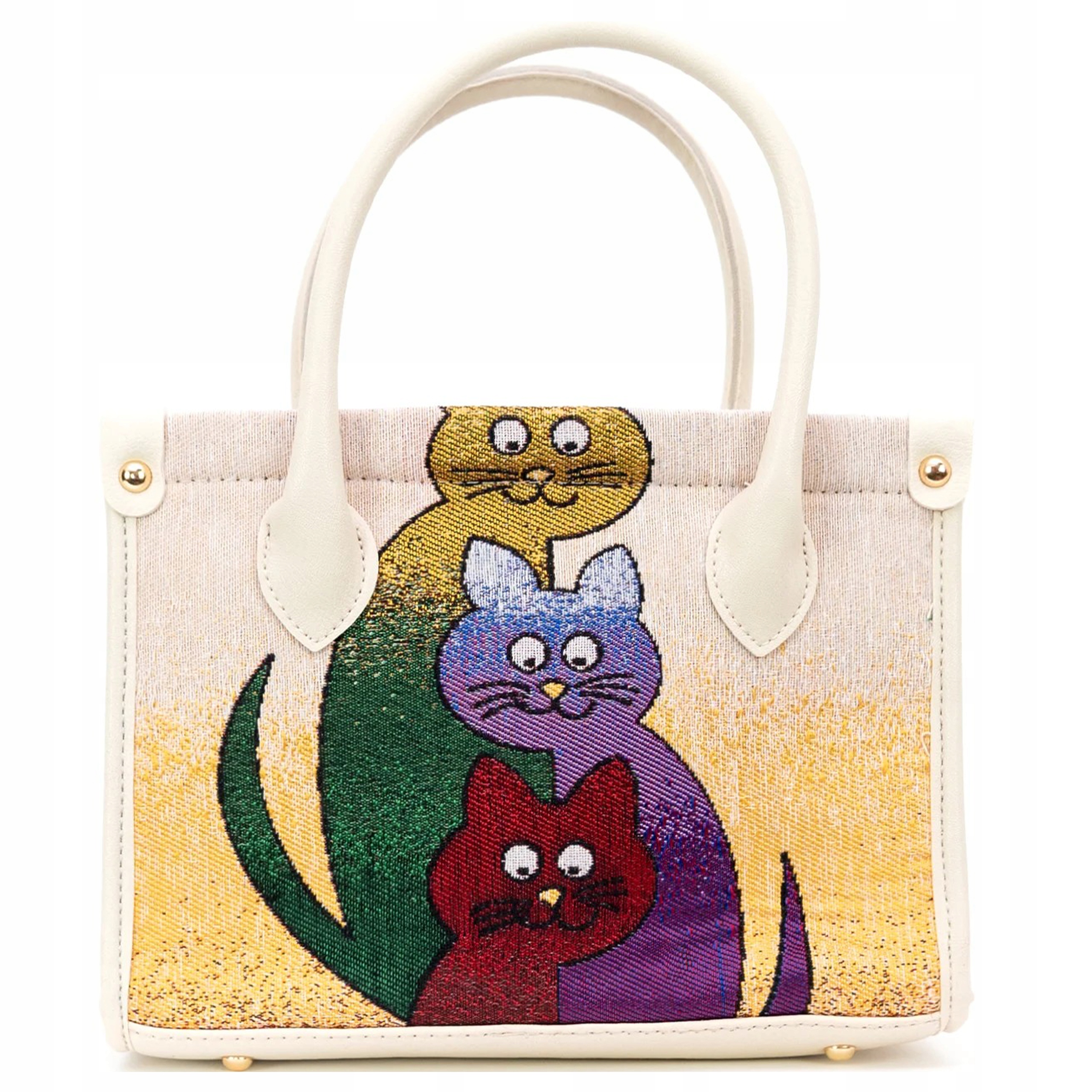Taška přes rameno Crossbody Shopperka Ekokůže Gobelin Kočky Barevné
