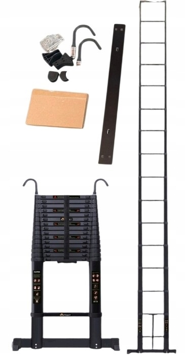 Teleskopická hliníková rebríková tyč 7,5 m, Stabilizátor, háčiky zdarma