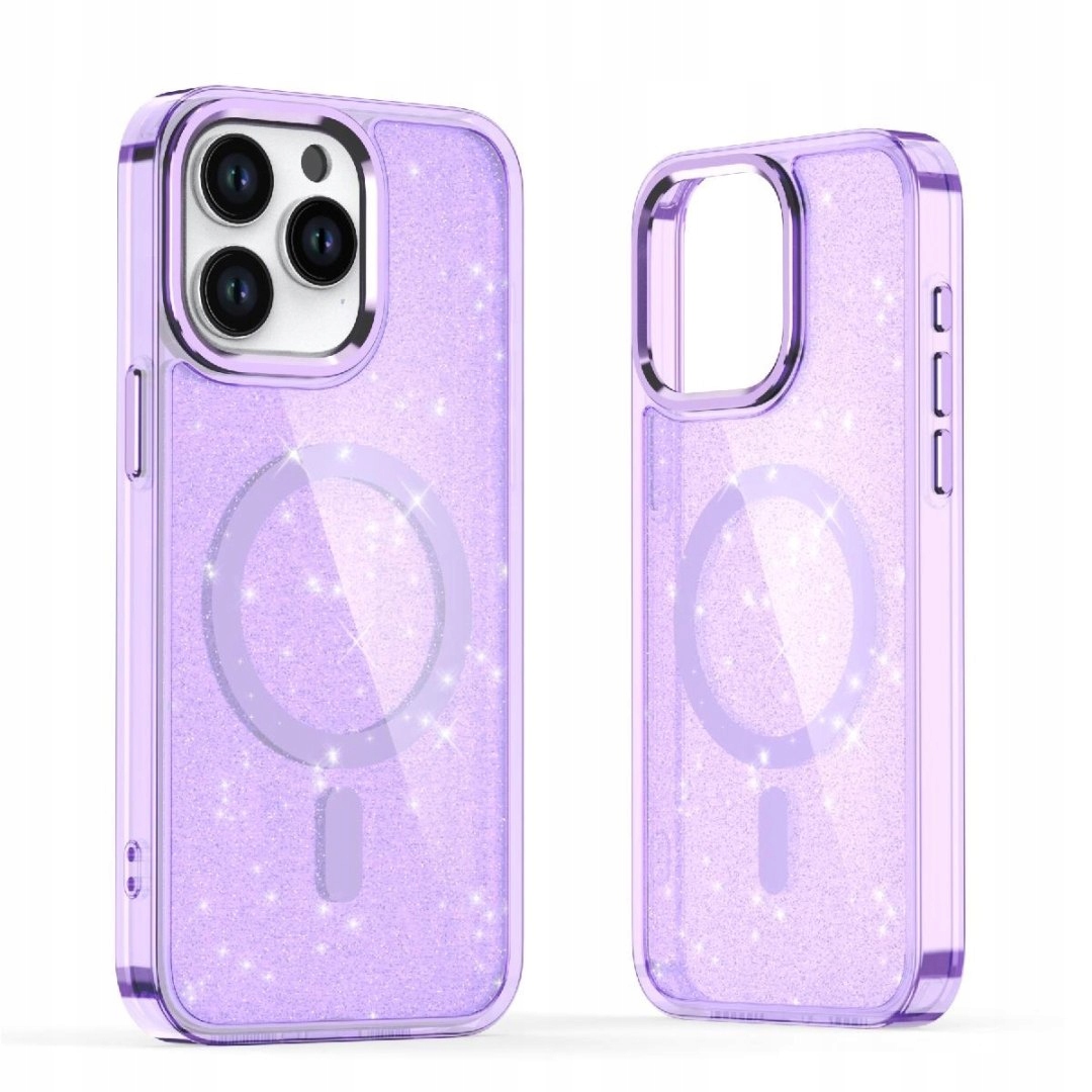 Etui Glitter Case MagSafe na do iPhone 16 Pro Max fioletowe z brokatem