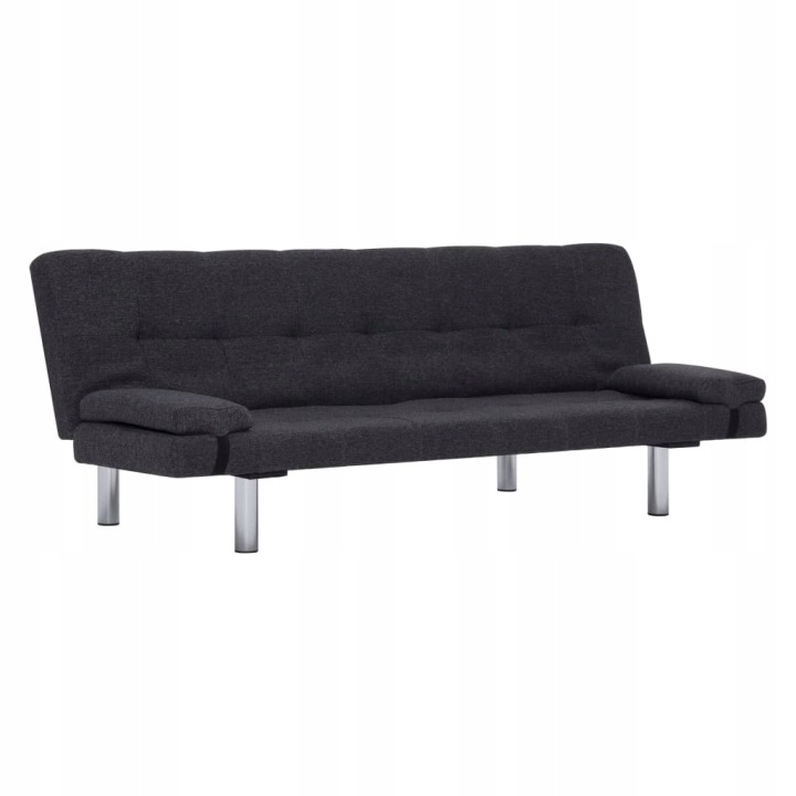 Rozkladacia pohovka s 2 vankúšmi, tmavosivá, 168 x 77 x (61,5/64/66) cm