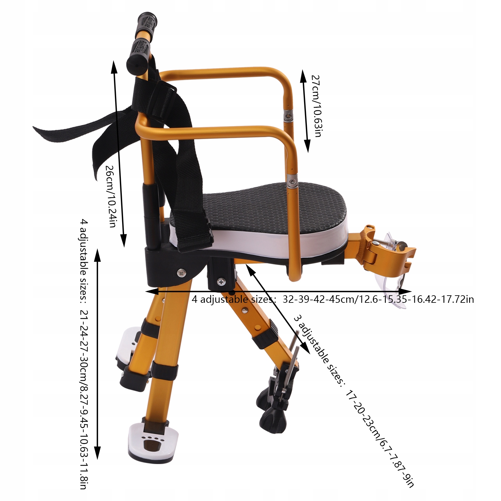 FOTELIKI DZIECIĘCE DO ROWERÓW ŻÓŁTY+CZARNY Rodzaj przedni