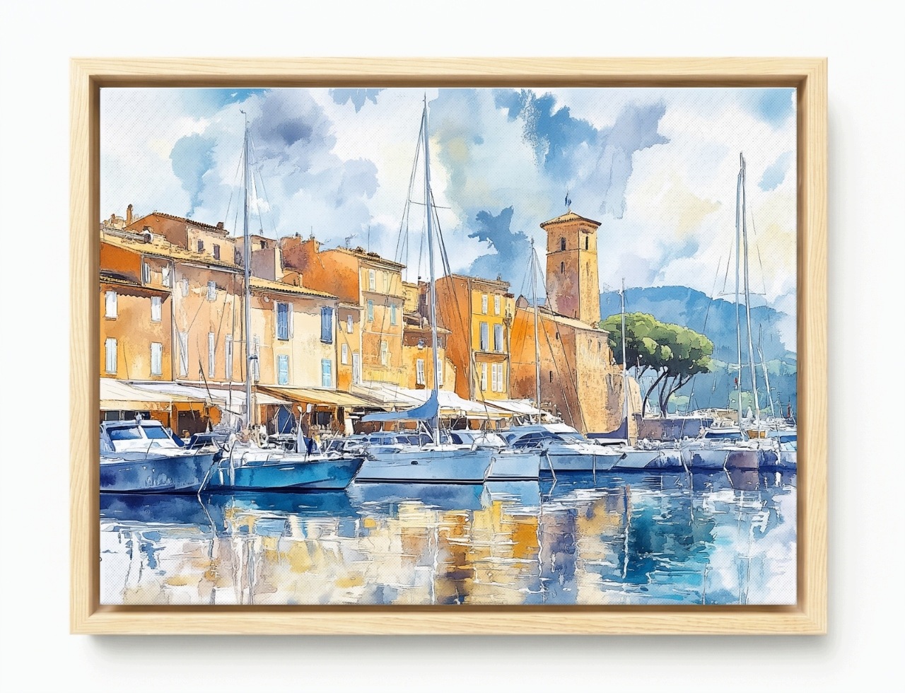 Obraz Rám American Box Azúrové Pobrežie Saint Tropez Marina Jachty 80x60