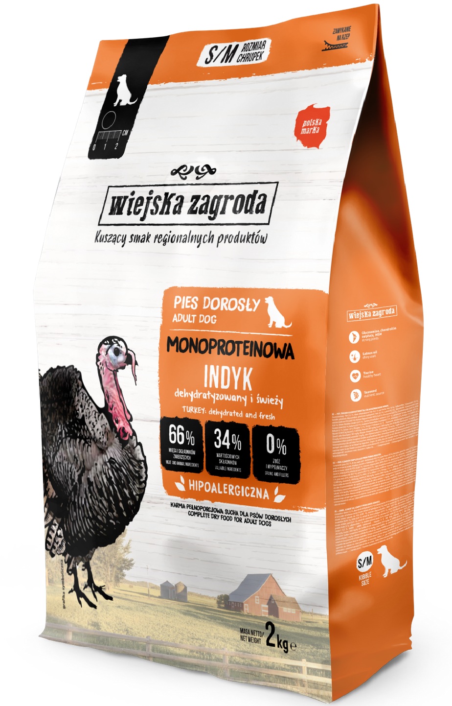 Wiejska Zagroda Suché hypoalergenní monoproteinové krmivo Krůta 2 kg S/m