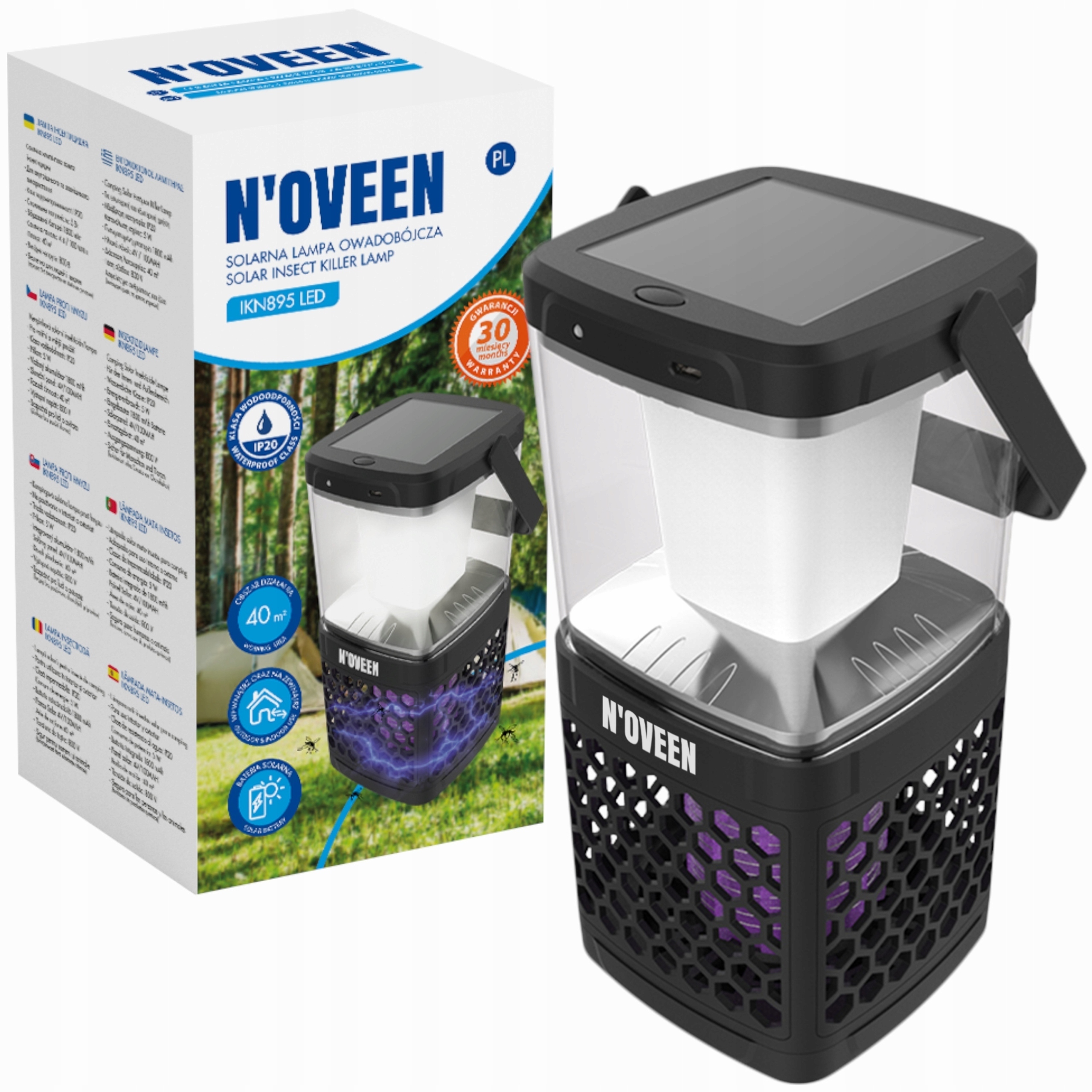 Lampa Owadobójcza Na Komary Muchy Osy Solar Usb C 3w1 Noveen IKN895 40m2