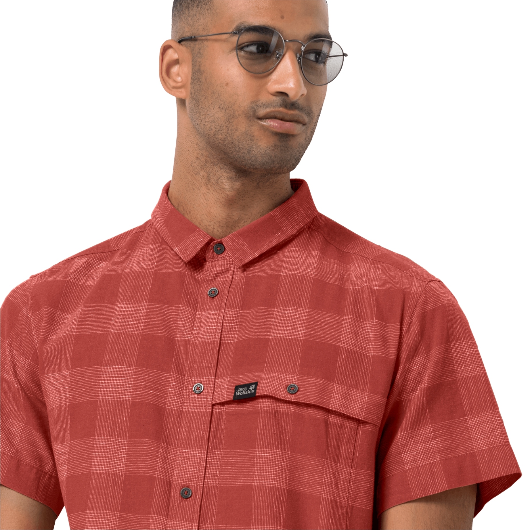 Koszula w kratę męska krótki rękaw Jack Wolfskin M Rękaw krótki rękaw