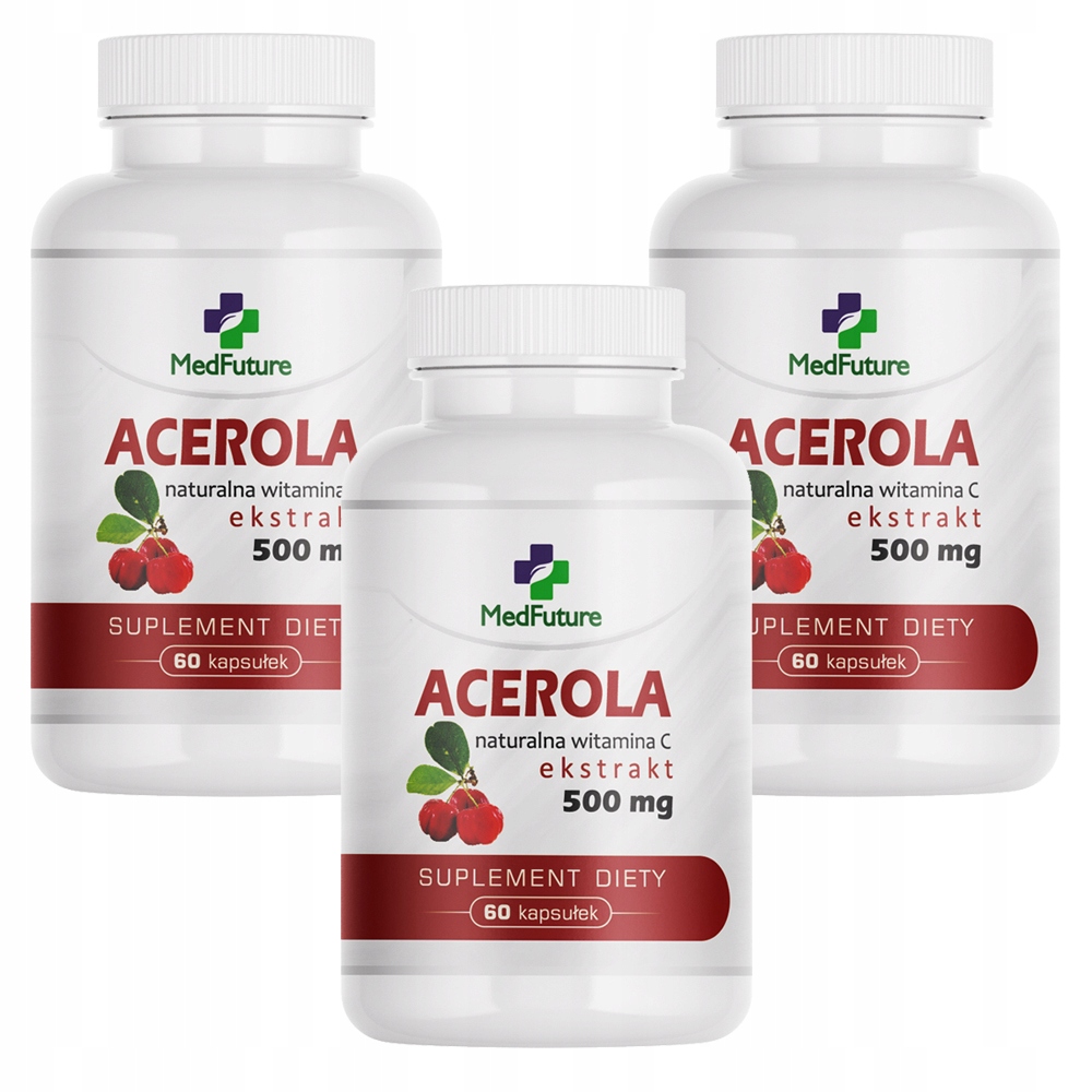 3x WITAMINA C – EKSTRAKT Z ACEROLA 180 kapsułek