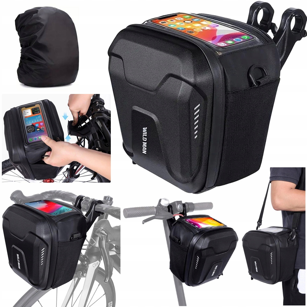 Sakwa Rowerowa Torba na Kierownicę Ramię Pancerna z Kieszenią na Telefon 3l