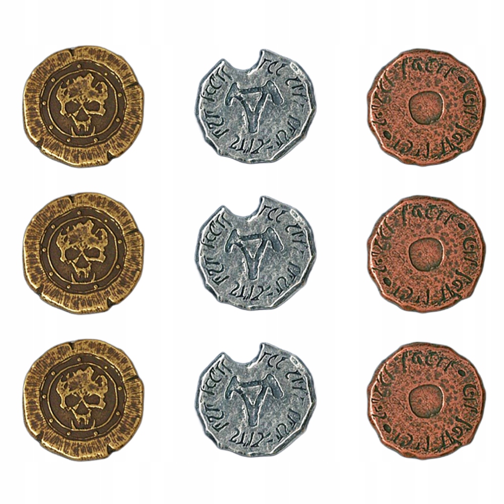 ZESTAW 9 ORKOWYCH METALOWYCH MONET LARP RPG