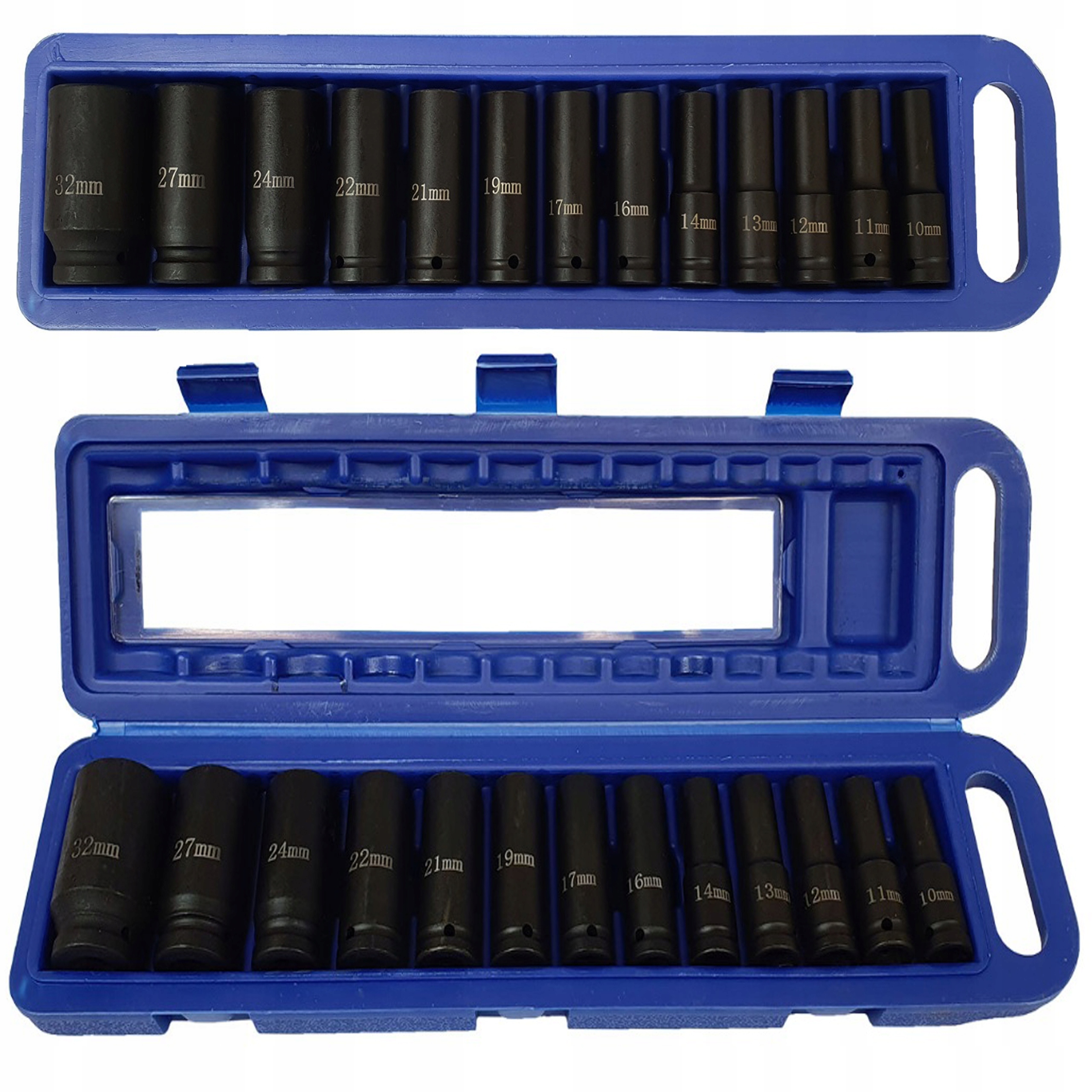 Zestaw Nasadki Udarowe 1/2'' Długie 10-32MM 13EL Klucze Kluczy Kute Solidne