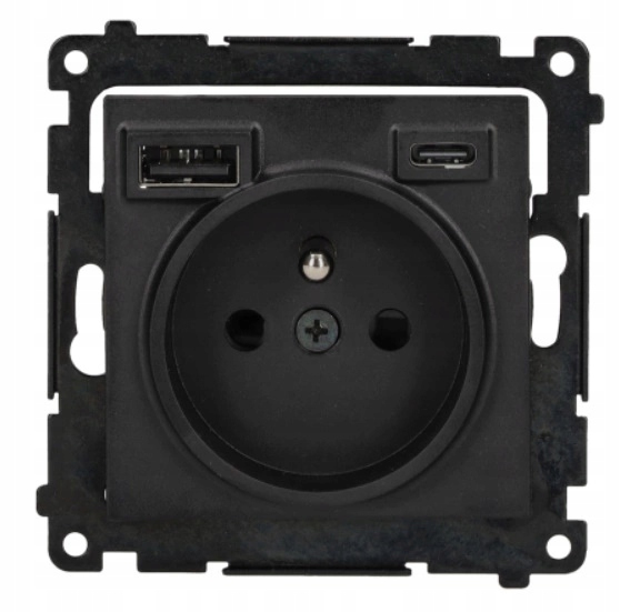 Simon 55 Elektrická zásuvka s nabíjačkou Usb C+a Modul 2,1A 16A Čierny Mat
