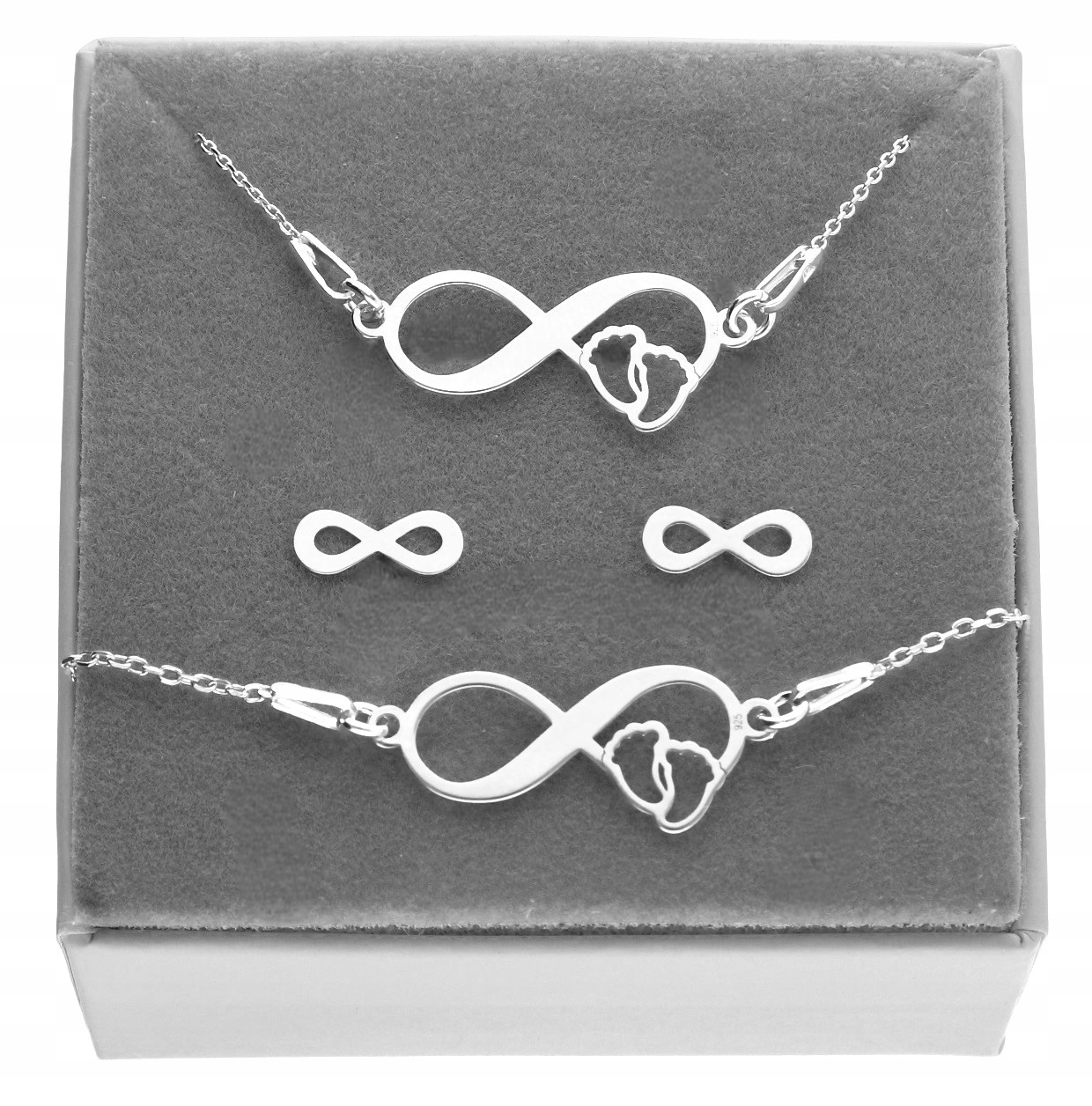 Stříbrný velký komplet šperků nekonečno nohy Gravírování stříbro 925