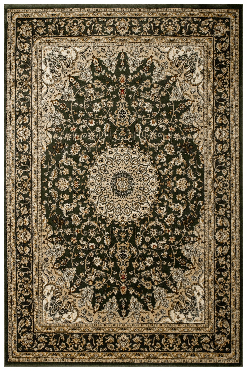 Dywan Do Salonu Ciemny Zielony Ornament Rozeta Kwiaty Rose 200x290 cm