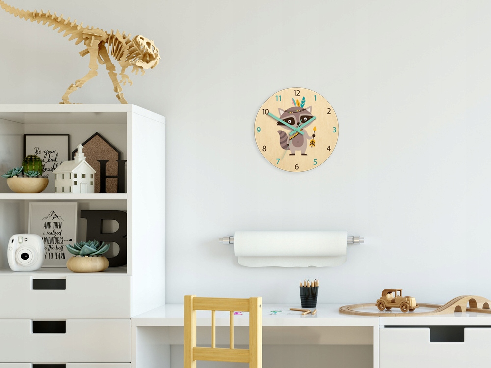 Zegar ścienny SZOP PRACZ INDIANIN dziecięcy cichy Zasilanie baterie
