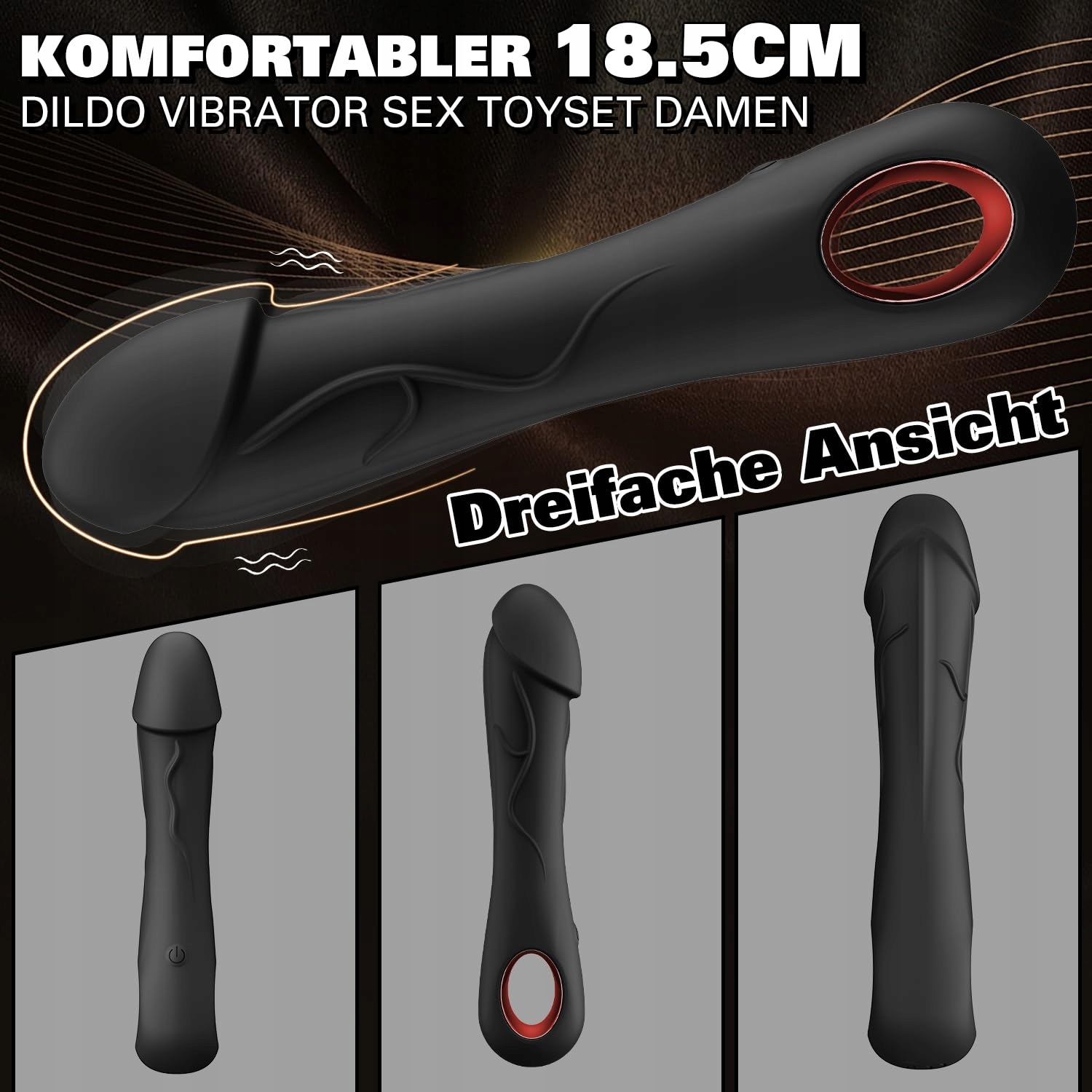 SILIKON Klasyczny Wibrator Dla Kobiet Cichy Realistyczny Dildo 10 Trybów — miniatura 4