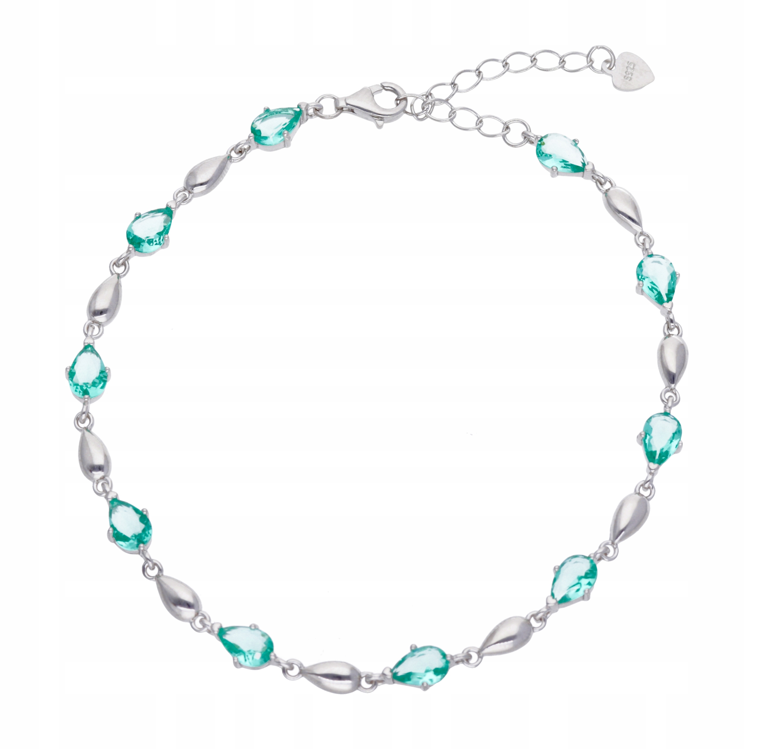 Stříbrný náramek s světle zeleným zirkonem IM0704