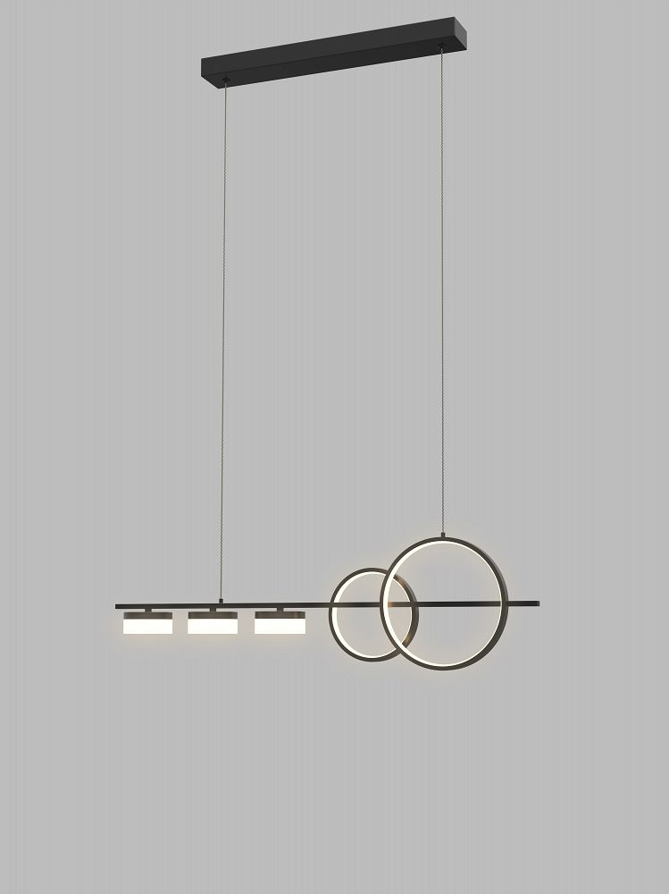 Originální závěsná lampa kruh obdélník do jídelny nad stůl Messina Led