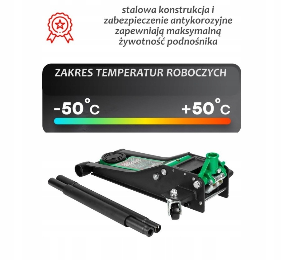 PODNOŚNIK NISKOPROFILOWY 75-505 mm LEWAREK ŻABA 3.5T Maksymalna wysokość podnoszenia 505 mm