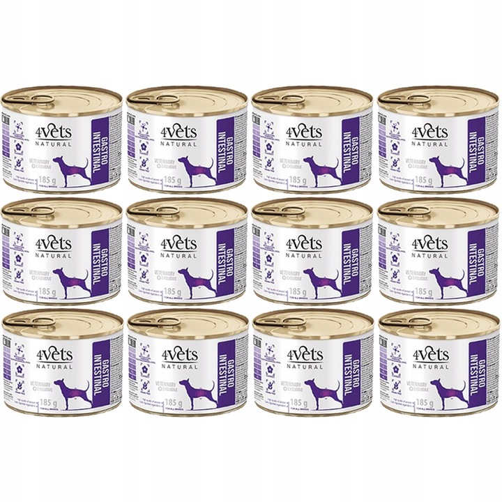 Levně 4Vets Natural Dog Gastro Intestinal 12x185G Konzervy pro psy s trávicími problémy 12 x 185g