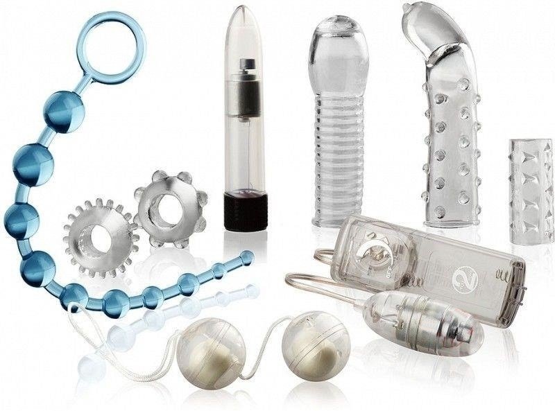 KOMPLET EROTYCZNY CRYSTAL CLEAR SET 9 CZĘŚCI