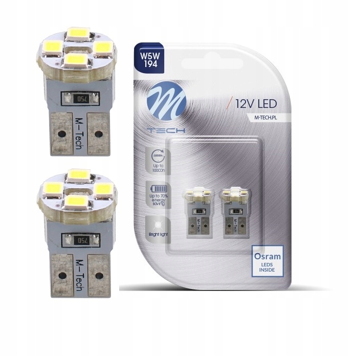 

2x Żarówka W5W T10 M-tech Osram Led biała /LB069w