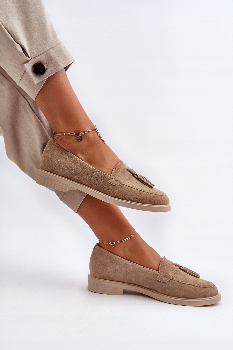 ZAZOO 3420 ZAMSZOWE MOKASYNY DAMSKIE NA PŁASKIM OBCASIE BEŻOWE 41 Kod producenta 3420 MLEKO WŁOSKIE