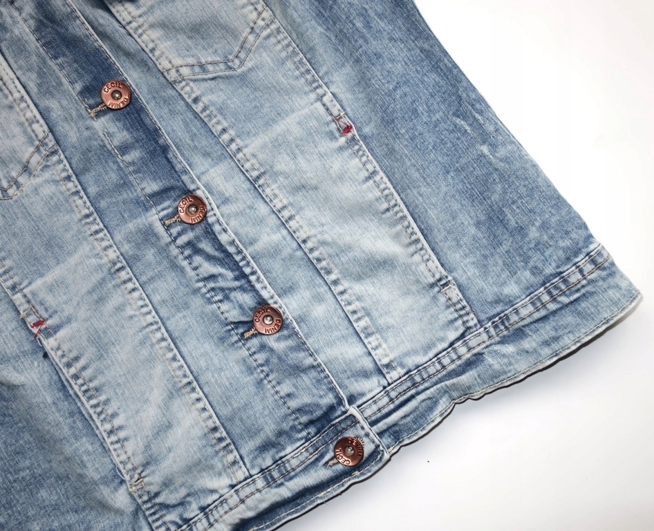 CECIL S 36 JEANSOWA KAMIZELKA POSTRZĘPIONA VINTAGE OLDCHOOL LUŹNA STYLOWA Model KLASYCZNY