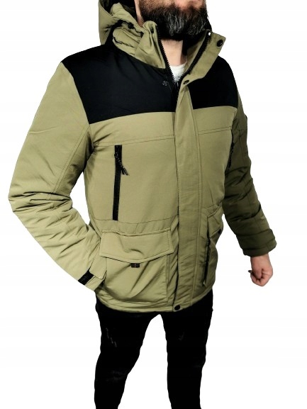 Pánská zimní olivová khaki teplá bunda ErnestoMen velikost L 50