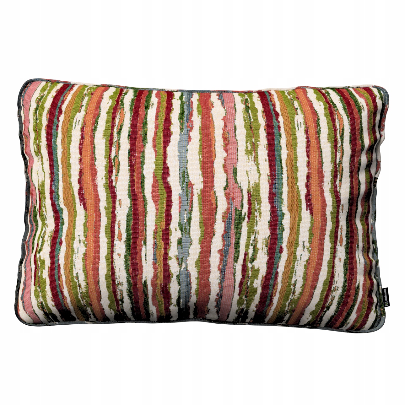 Povlak na polštář 60x40 červeno-zelené pruhy na krémovém pozadí