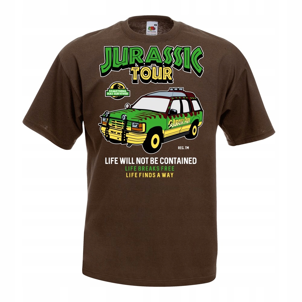 

Koszulka Jurassic tour jeep auto M brązowa