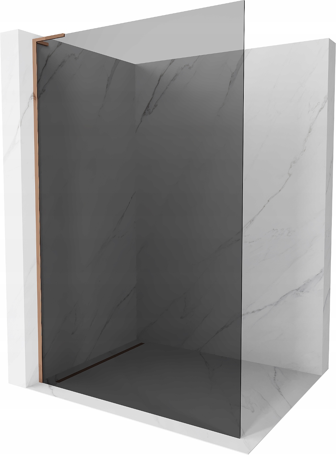 Mexen Kioto L 120x200 cm Walk-In, Grafit, Růžové Zlato, Stěna