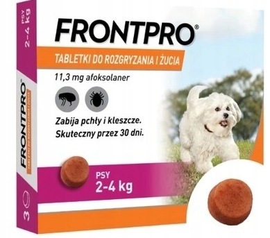 Frontpro 11,3 mg Tabletki dla psów na pchły i kleszcze 3 sztuki