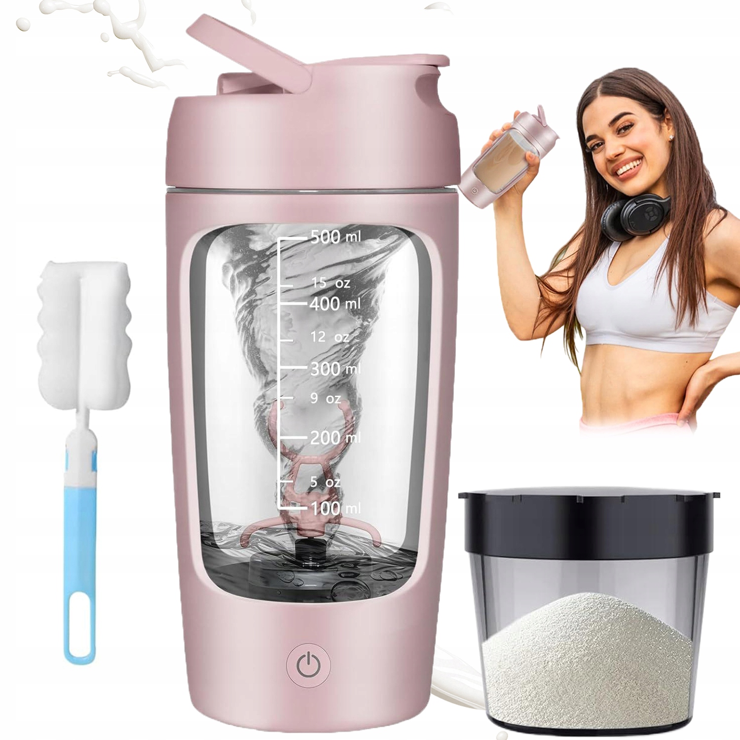 Šejkr 650 ML Pevný, Pevný, Růžový Šejkr Na Bílkovinu A Kondicionéry