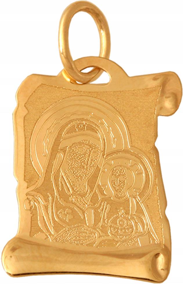 Zlatý medailon 585 ve formě papyru s Pannou Marií a Ježíškem
