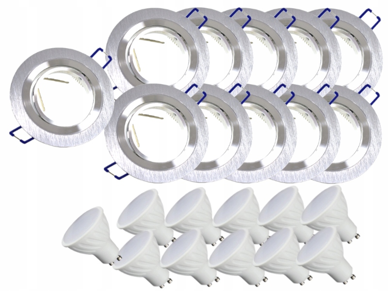 11x Hliníková Lampa Inox Stropní Zapuštěná Led Žárovky 3W