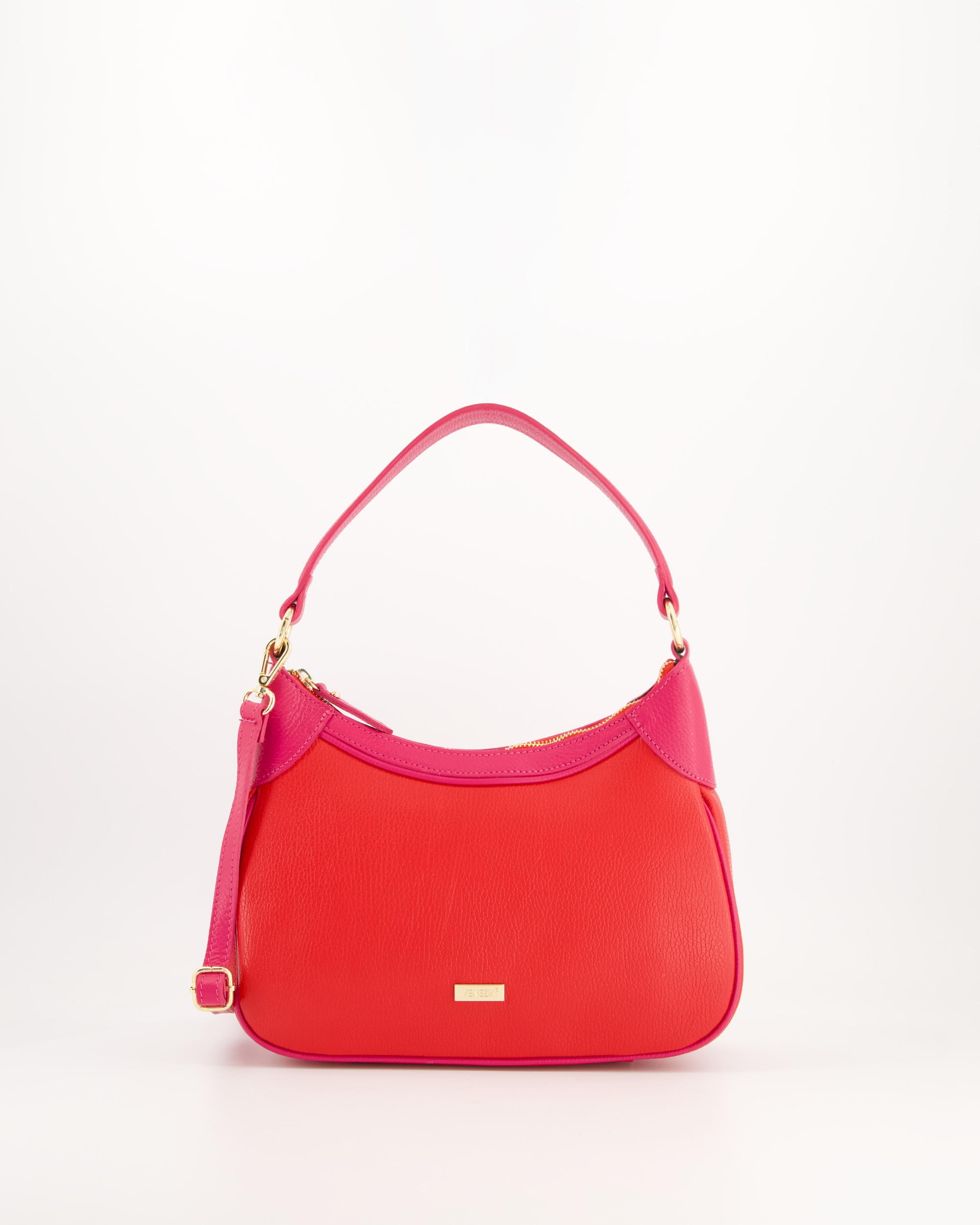 Venezia Damska Torba Na Ramię Z Różowymi Wstawkami W Kolorze Czerwonym