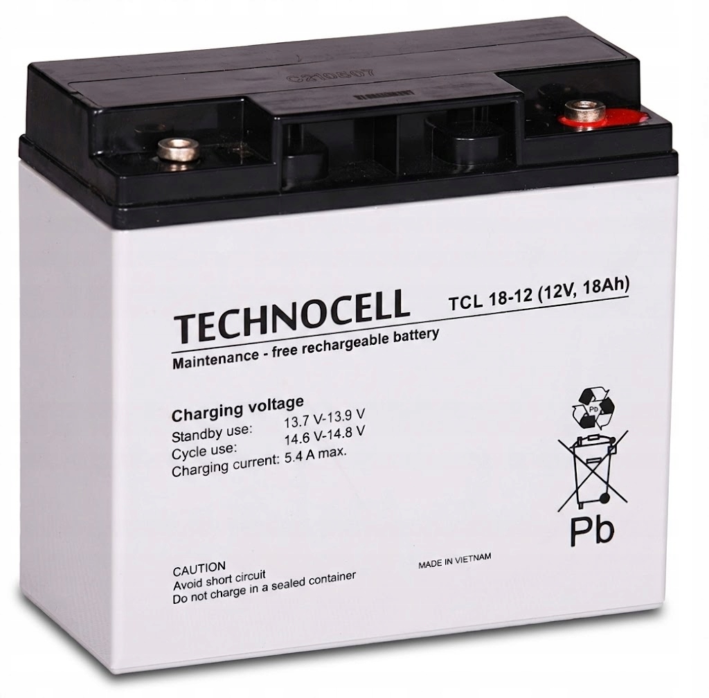 12V 18Ah TCL18-12 akumulator bateria Agm Long Life do zasilania automatyki