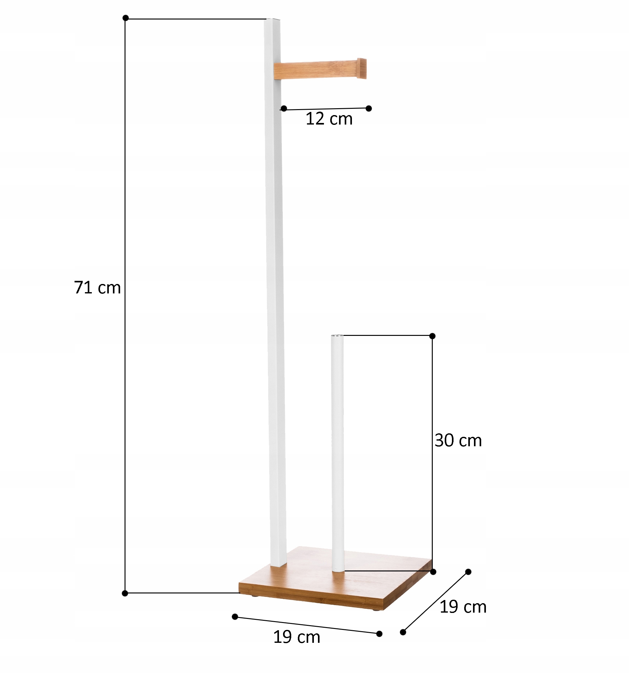 STOJAK ŁAZIENKOWY TOALETOWY ZESTAW WC NA PAPIER METALOWY BIAŁY / BAMBUS Marka Brunbeste