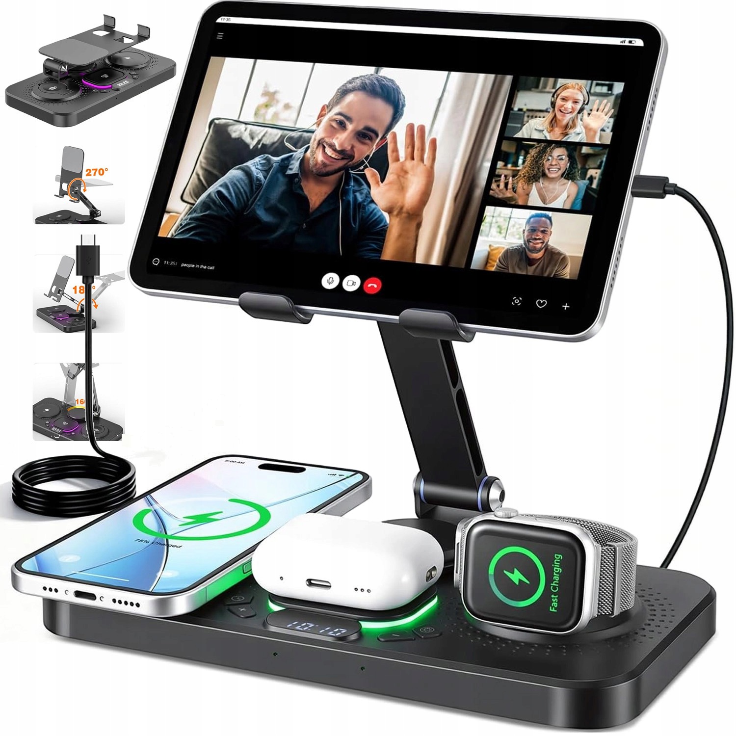 Indukční Nabíječka Pro Iphone Apple Magnetický Stojan Sluchátka 6V1