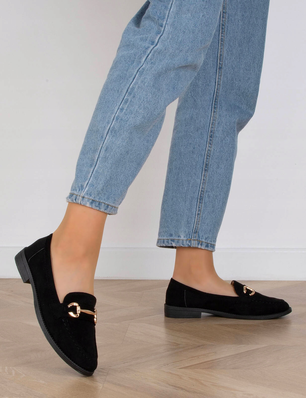 8356 CZARNE MOKASYNY PÓŁBUTY ZAMSZOWE DAMSKIE BALERINY 39 Wzór dominujący bez wzoru