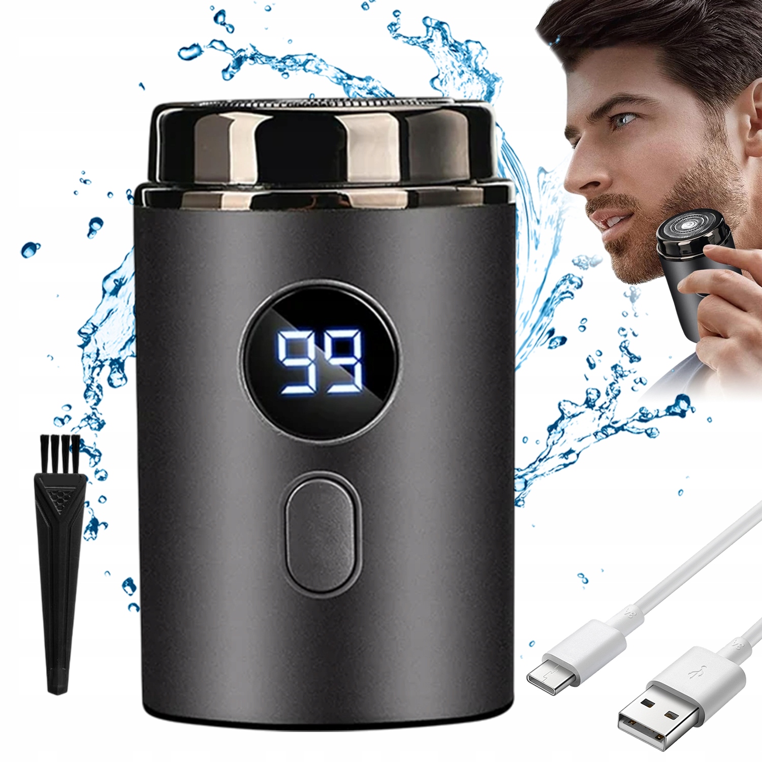 Mini Holicí Strojek Elektrický Usb Nabíjecí Vodotěsný Pro Mokré A Suché Použití