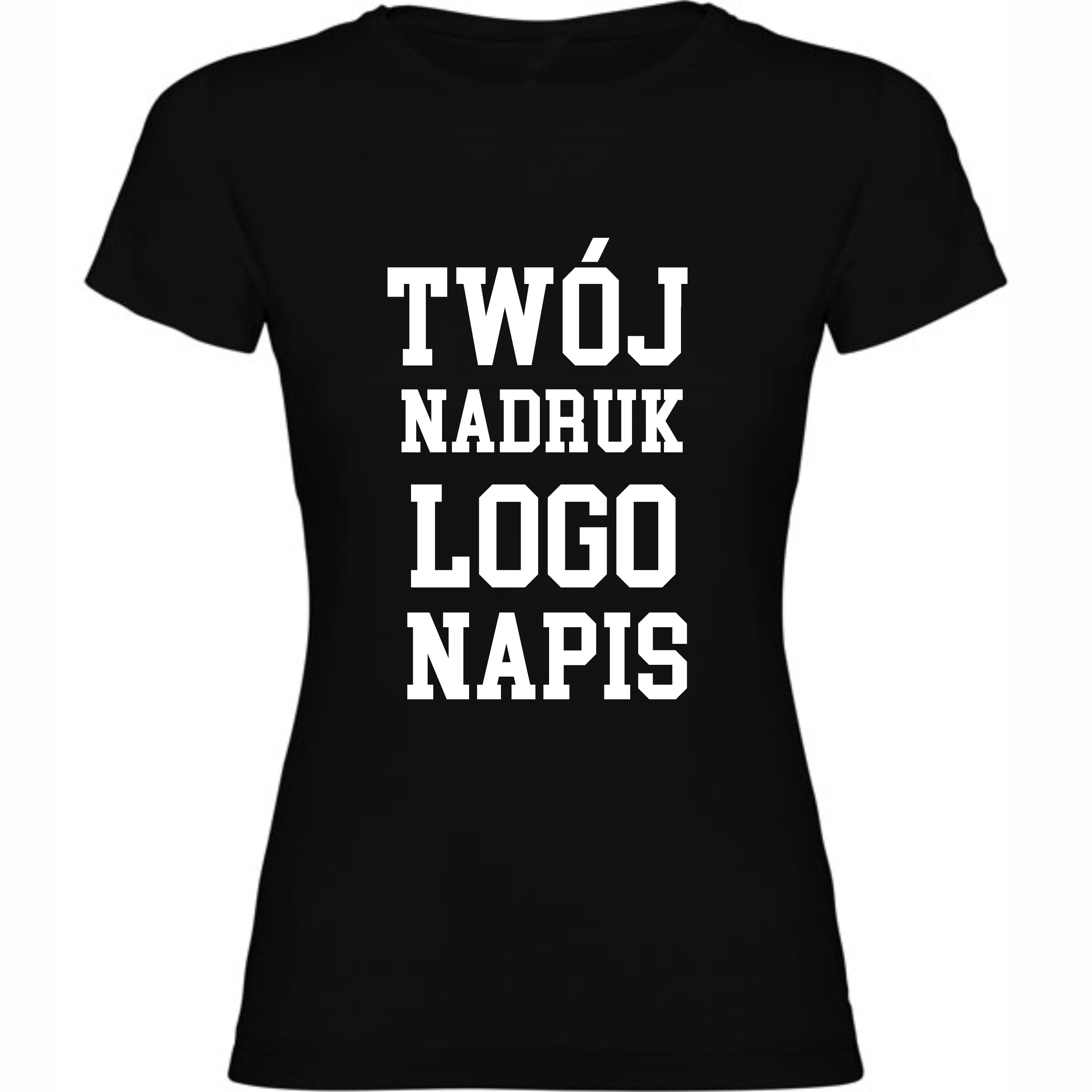 KOSZULKA DAMSKA Z WŁASNYM NADRUKIEM NAPIS LOGO roz.XL