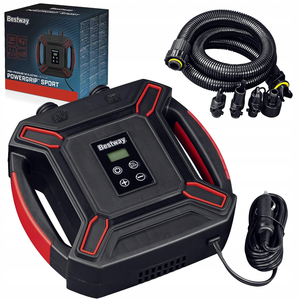 Bestway Wysokociśnieniowa elektryczna pompka powietrzna DC 4 adaptery62265