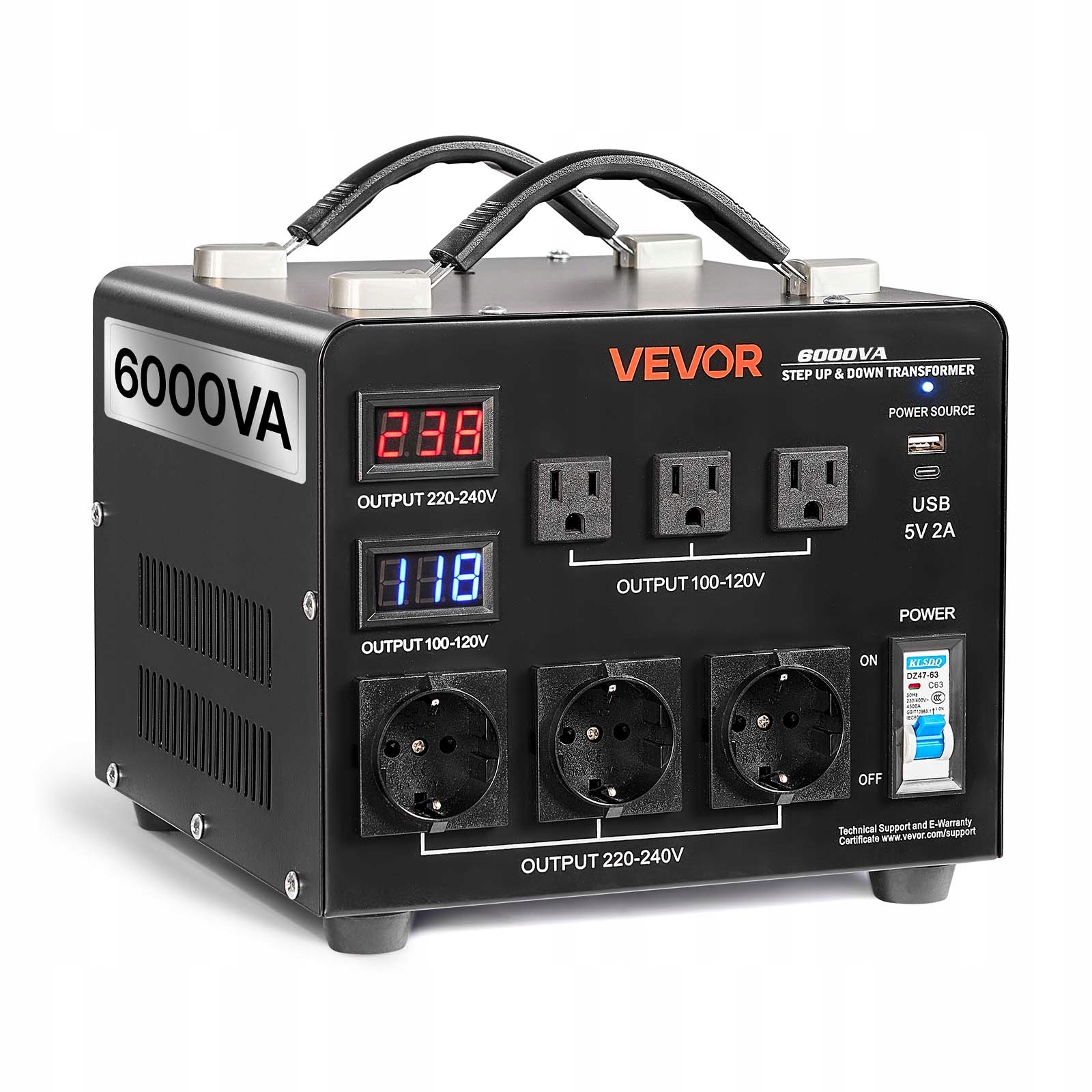 Vevor – Transformátor Zvyšujúci Napätie 6000 V 110 V Na 220 V