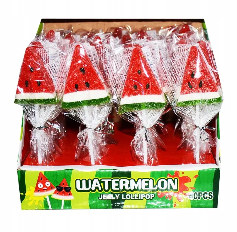 Levně Lízátka Želé Bonbony Watermelon Lollipop Melouny 40 kusů